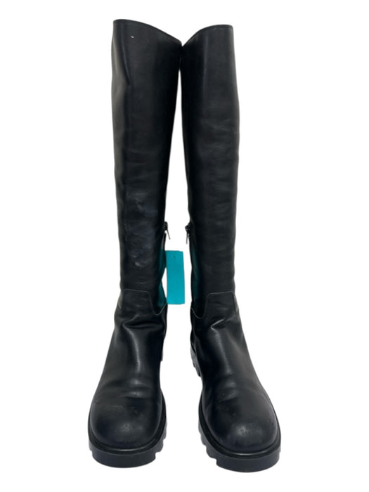 Bottega Veneta Shoe Size 39.5 Black Leather round toe Lug sole Side Zip Boots Black / 39.5