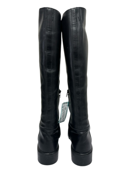 Bottega Veneta Shoe Size 39.5 Black Leather round toe Lug sole Side Zip Boots Black / 39.5