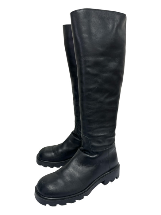 Bottega Veneta Shoe Size 39.5 Black Leather round toe Lug sole Side Zip Boots Black / 39.5
