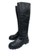 Bottega Veneta Shoe Size 39.5 Black Leather round toe Lug sole Side Zip Boots Black / 39.5