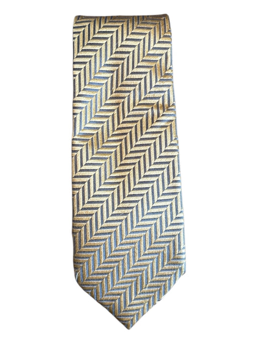 Ermenegildo Zegna Gold & Gray Silk All Over Print Men's Tie Gold & Gray