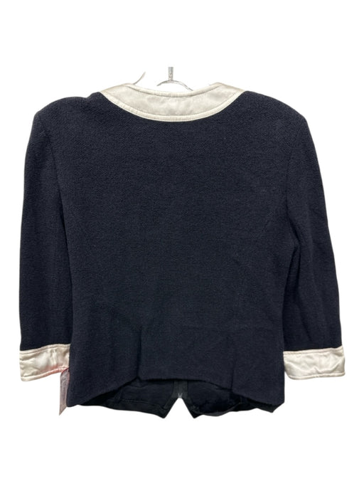 St John Collection Size 4 Black & White Wool Blend 3/4 Sleeve Knit Jacket Black & White / 4