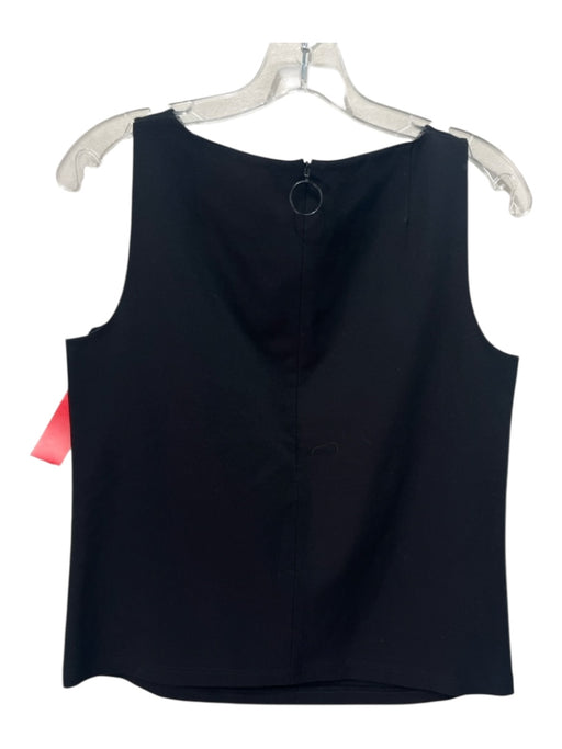 Akris Punto Size 12 Black Viscose Blend Sleeveless Laser Cut Darted Back Zip Top Black / 12