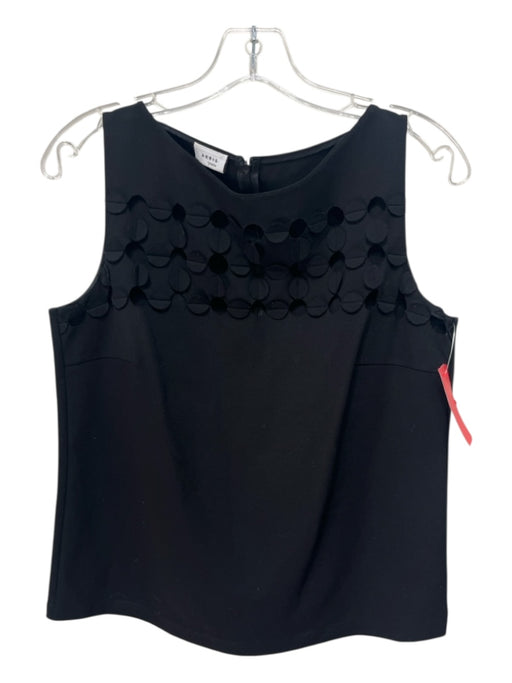 Akris Punto Size 12 Black Viscose Blend Sleeveless Laser Cut Darted Back Zip Top Black / 12