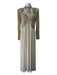 Bob Mackie Size 12 Beige & Cream Silk Beaded Empire Waist Long Sleeve Gown Beige & Cream / 12