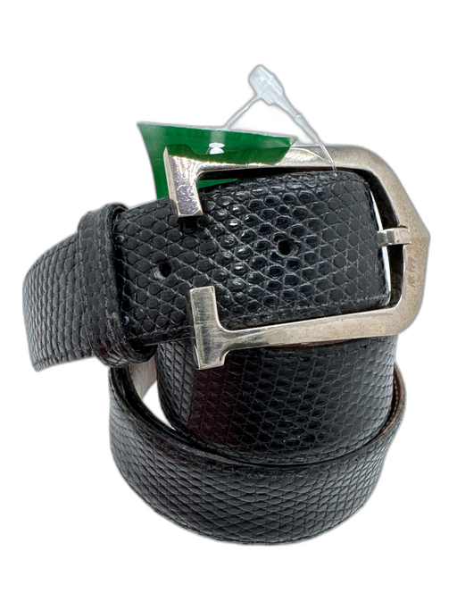Cartier Black Lizard silver tone hardware c buckle Belts Black