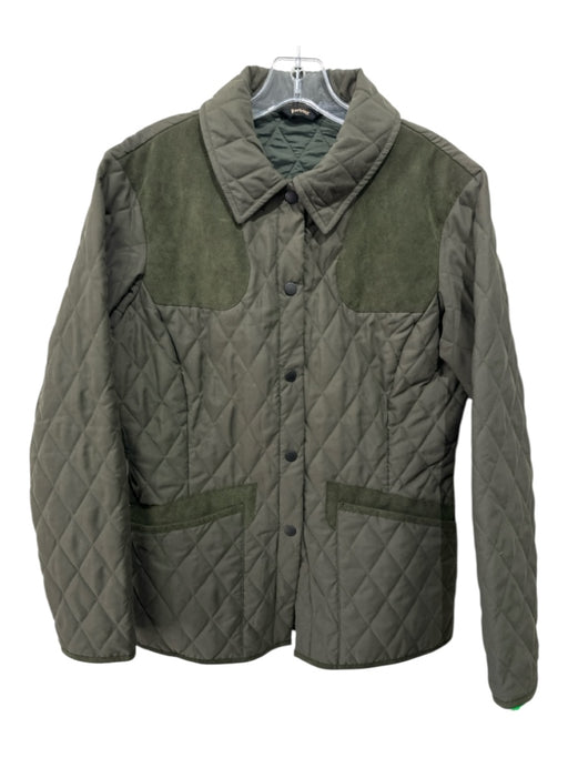 Barbour Size 10 Olive Green & Brown Polyester Corduroy Collar Quilted Jacket Olive Green & Brown / 10