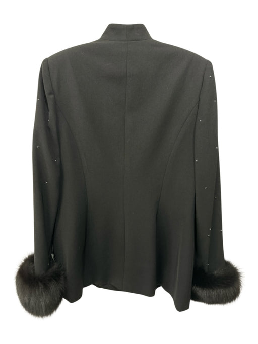 Solini Size 6 Black Polyester Bedazzled Ornate buttons High Collar Jacket Black / 6