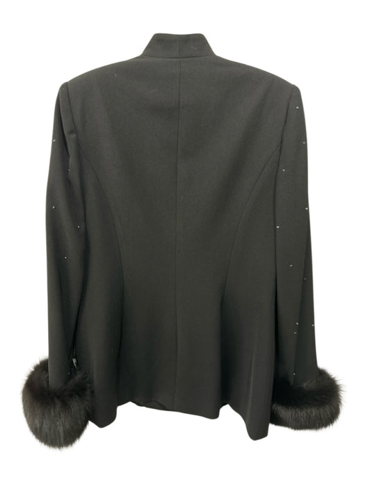 Solini Size 6 Black Polyester Bedazzled Ornate buttons High Collar Jacket Black / 6
