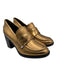 Veronica Beard Shoe Size 6.5 Gold & Black Leather Round Toe Stacked Heel Loafers Gold & Black / 6.5