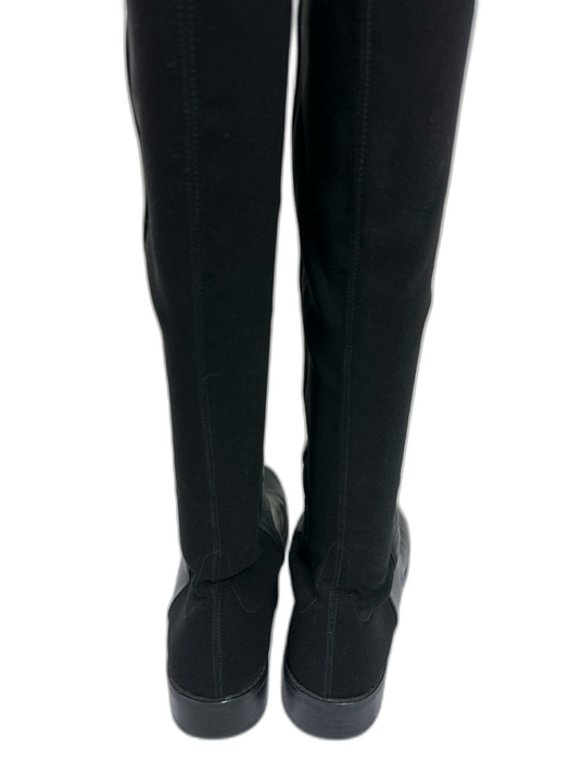 Stuart Weitzman Shoe Size 7 Black Leather Elastic Fabric Block Boots Black / 7