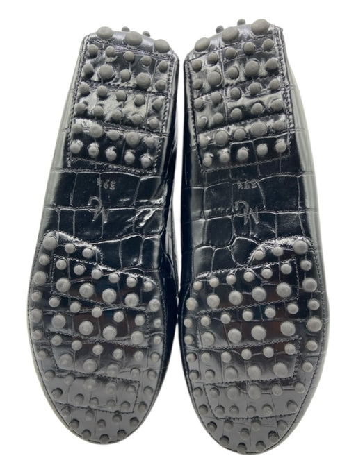 M. Gemi Shoe Size 39.5 Black Leather Croc Embossed Almond Toe Driver Loafers Black / 39.5