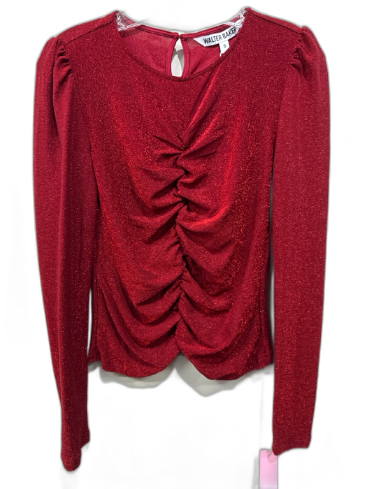Walter Baker Size S Red Polyester Shimmer Puff Shoulder Long Sleeve Top Red / S