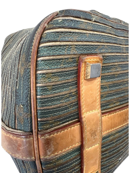 Louis Vuitton Green & Brown Leather Ribbed Brass Hardware Drawstring Satchel Bag Green & Brown / L