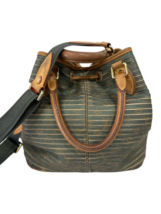 Louis Vuitton Green & Brown Leather Ribbed Brass Hardware Drawstring Satchel Bag Green & Brown / L
