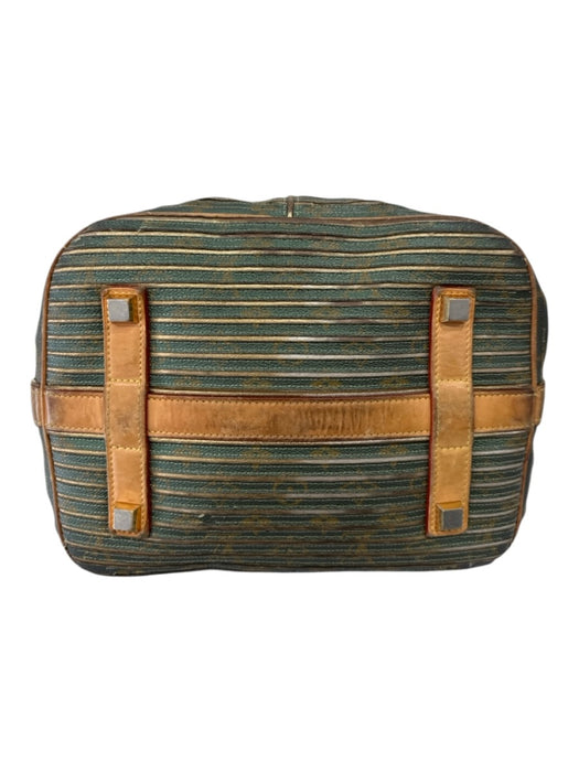 Louis Vuitton Green & Brown Leather Ribbed Brass Hardware Drawstring Satchel Bag Green & Brown / L