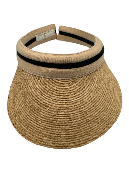 Helen Kaminski Beige & Black Raffia Cotton & Polyester Trim Sun Visor Hat Beige & Black / One Size