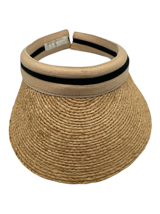 Helen Kaminski Beige & Black Raffia Cotton & Polyester Trim Sun Visor Hat Beige & Black / One Size