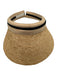 Helen Kaminski Beige & Black Raffia Cotton & Polyester Trim Sun Visor Hat Beige & Black / One Size