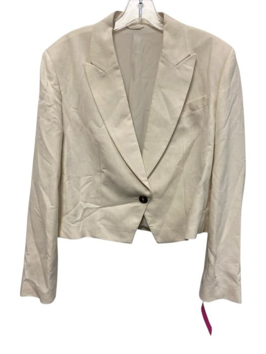 Brunello Cucinelli Size 46 Cream White Viscose & Linen Blazer Jacket Cream White / 46