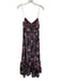 Saloni Size 2 Black, Green, Pink Silk Spaghetti Strap Floral Print V Neck Dress Black, Green, Pink / 2