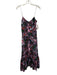 Saloni Size 2 Black, Green, Pink Silk Spaghetti Strap Floral Print V Neck Dress Black, Green, Pink / 2