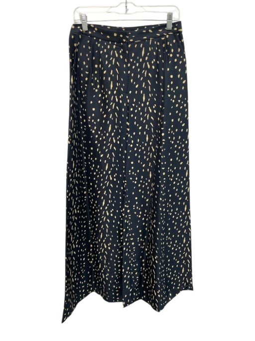 Abbey Glass Size 6 Navy Blue & Beige Silk & Cotton Zip Fly Abstract Dots Pants Navy Blue & Beige / 6