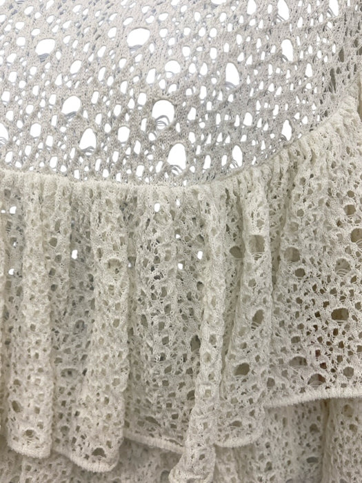 Chanel Size 38 White Cotton & Polyamide Asymmetrical Crochet Lace Overlay Top White / 38