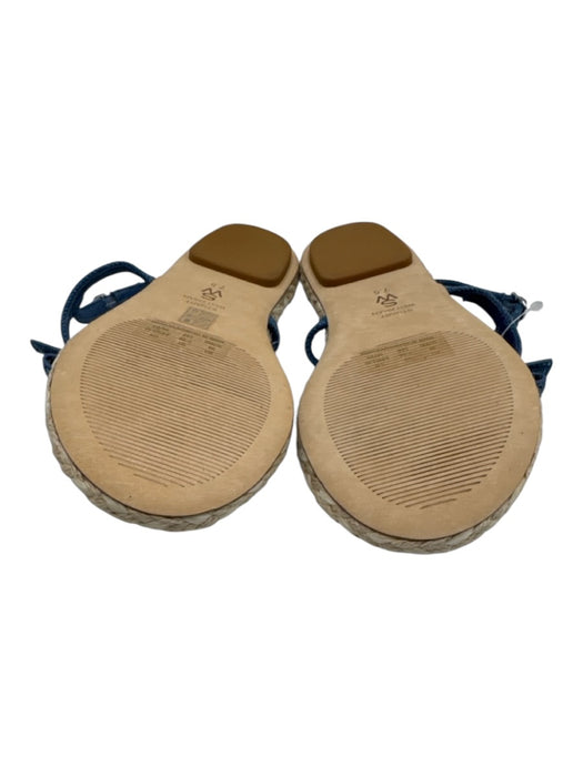 Stuart Weitzman Shoe Size 7.5 Beige & Blue Canvas Espadrille Flat Sandals Beige & Blue / 7.5