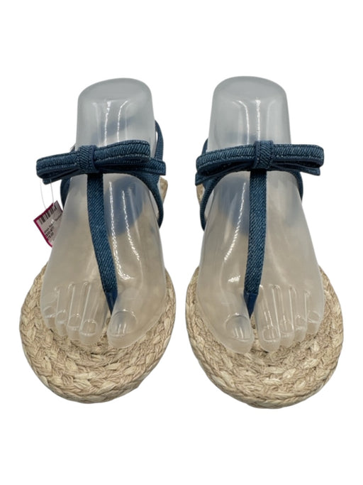 Stuart Weitzman Shoe Size 7.5 Beige & Blue Canvas Espadrille Flat Sandals Beige & Blue / 7.5