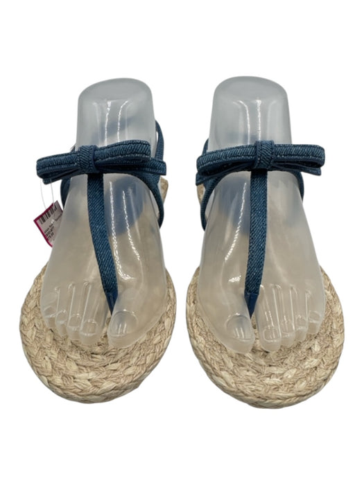 Stuart Weitzman Shoe Size 7.5 Beige & Blue Canvas Espadrille Flat Sandals Beige & Blue / 7.5