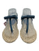 Stuart Weitzman Shoe Size 7.5 Beige & Blue Canvas Espadrille Flat Sandals Beige & Blue / 7.5