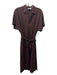 FRNCH Size S Dark Brown Viscose & Linen Blend Tie Belt Pockets Cuffed Hem Dress Dark Brown / S