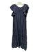 Marie Oliver Size M Navy Blue Cotton & Silk Lace Detail Tiered Ruffle Dress Navy Blue / M