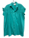 Lili Sidonio Size M Aqua Green Cotton Shirred Ruffle Button Up Dress Aqua Green / M
