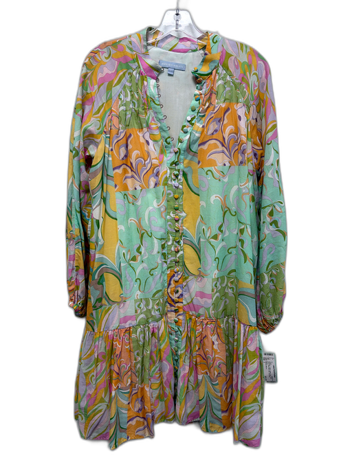Antonio Melani Size 2 Multicolor Cotton Button Front Floral Print Mini Dress Multicolor / 2