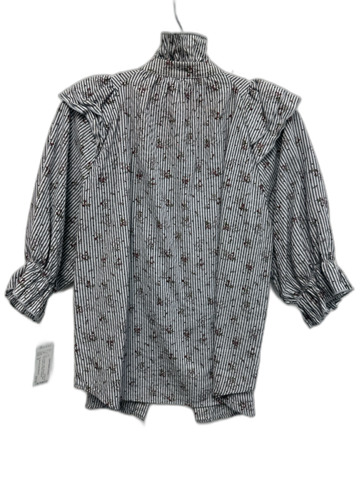 The Shirt Rochelle Behrens Size M Grey & White Cotton floral print Button Up Top Grey & White / M