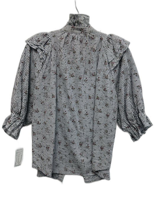 The Shirt Rochelle Behrens Size M Grey & White Cotton floral print Button Up Top Grey & White / M