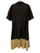 Lilla P Size M Black & Beige Cotton Button Up Collar Short Puff Sleeve Dress Black & Beige / M