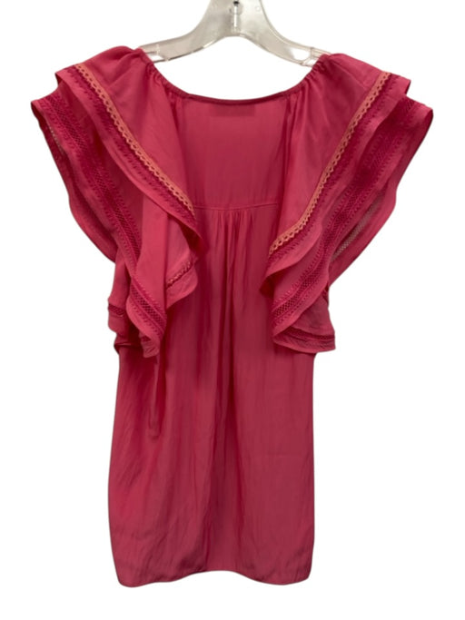 Ramy Brook Size Est S Pink Polyester Sleeveless Ruffled Lace Detail Top Pink / Est S