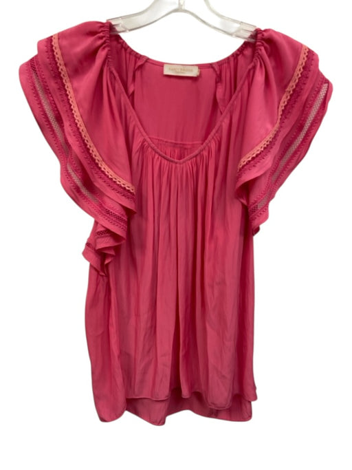 Ramy Brook Size Est S Pink Polyester Sleeveless Ruffled Lace Detail Top Pink / Est S
