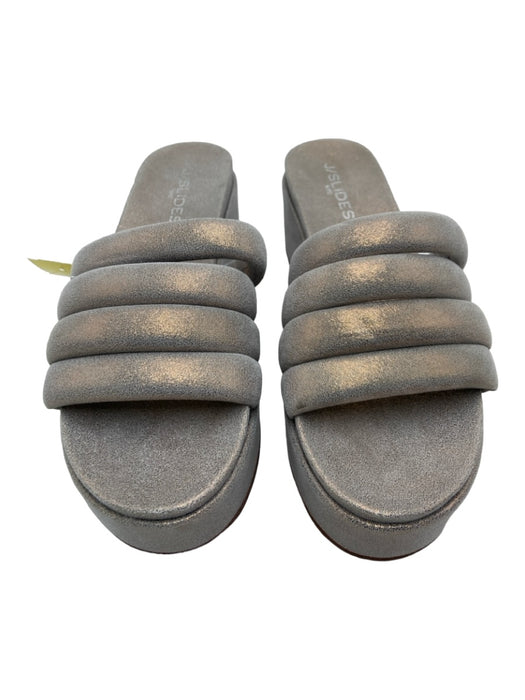 J Slides Shoe Size 7 Gray & Iredescent Leather Cushion Sole Wedge Sandal Shoes Gray & Iredescent / 7