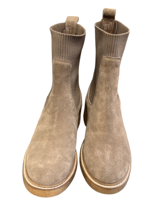 Steve Madden Shoe Size 7 Taupe Suede Stretch Panel Round Toe Slip On Boots Taupe / 7