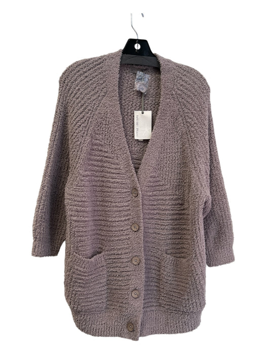 Barefoot Dreams Size M Taupe Polyester Button Front Front Pocket Sweater Taupe / M