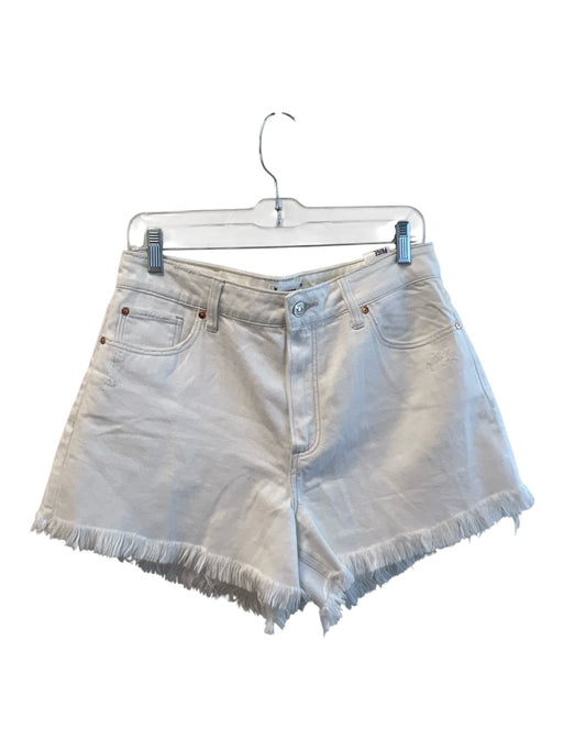 Paige Size 29 Cream Cotton High Rise 5 Pocket Raw Edge Above Knee Shorts Cream / 29