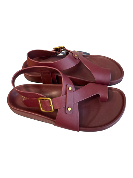 Franco Sarto Shoe Size 7 Red Leather Upper Balance Man Made Solid Sandals Red / 7