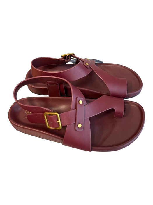 Franco Sarto Shoe Size 7 Red Leather Upper Balance Man Made Solid Sandals Red / 7