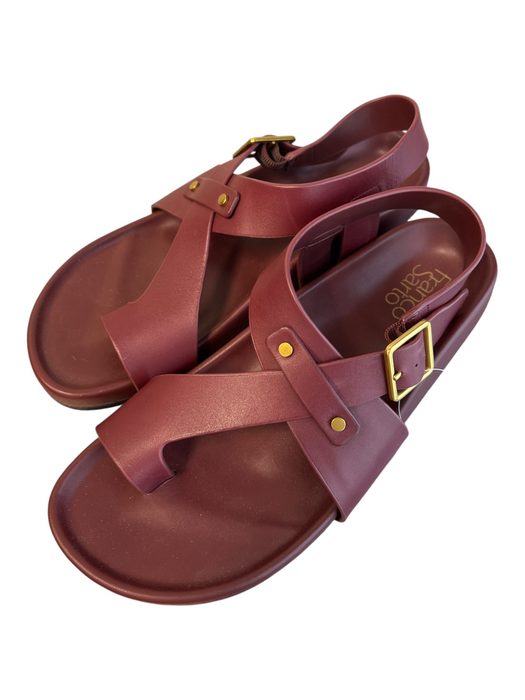 Franco Sarto Shoe Size 7 Red Leather Upper Balance Man Made Solid Sandals Red / 7