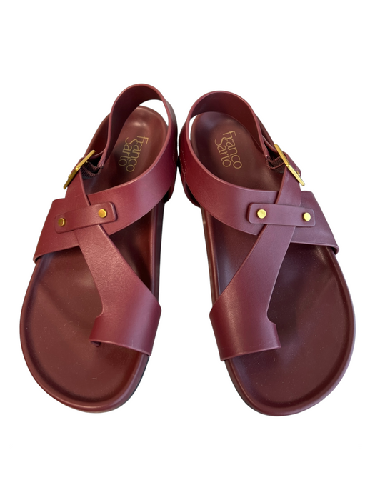 Franco Sarto Shoe Size 7 Red Leather Upper Balance Man Made Solid Sandals Red / 7