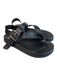 GB Shoe Size 6.5 Black Leather Upper Balance Man Made Solid Toe Loop Sandals Black / 6.5